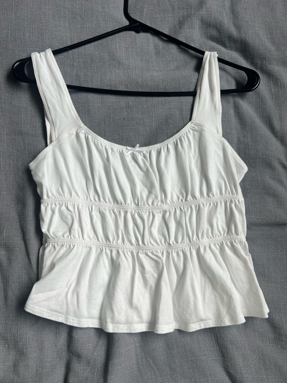 Sunday Best White Ruched Peplum Tank Top